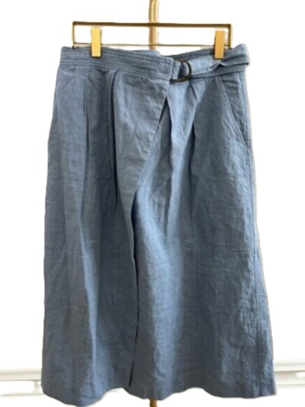 Forte_Forte Italy Linen Cotton Wrap Midi Skirt Blue Grey Size III US 8 Luxury